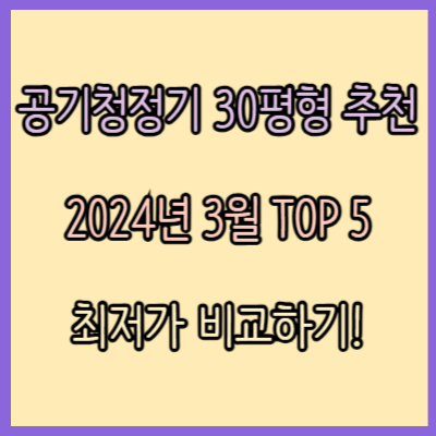 공기청정기 30평형 비교 추천 TOP 5 (2024년 3월)